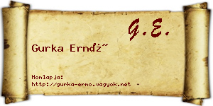Gurka Ernő névjegykártya